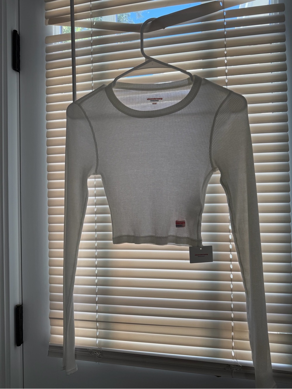 Alexander Wang White Ribbed Long-Sleeve Crop Top NWT